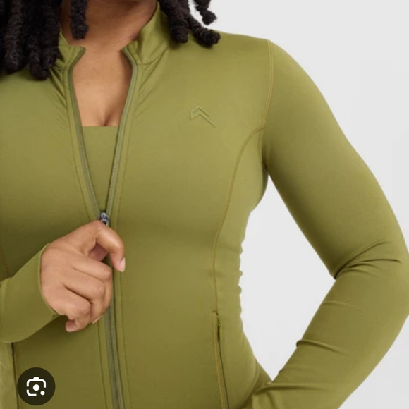 Oner Active Timeless Jacket Olive Green  Activewear Zip Front Top - Picture 3 of 15